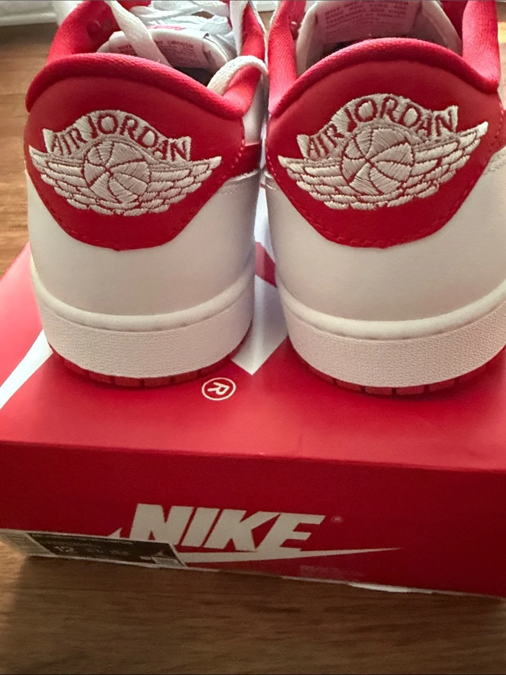 Brand New: Air Jordan 1 Low OG White and Red Sneakers.